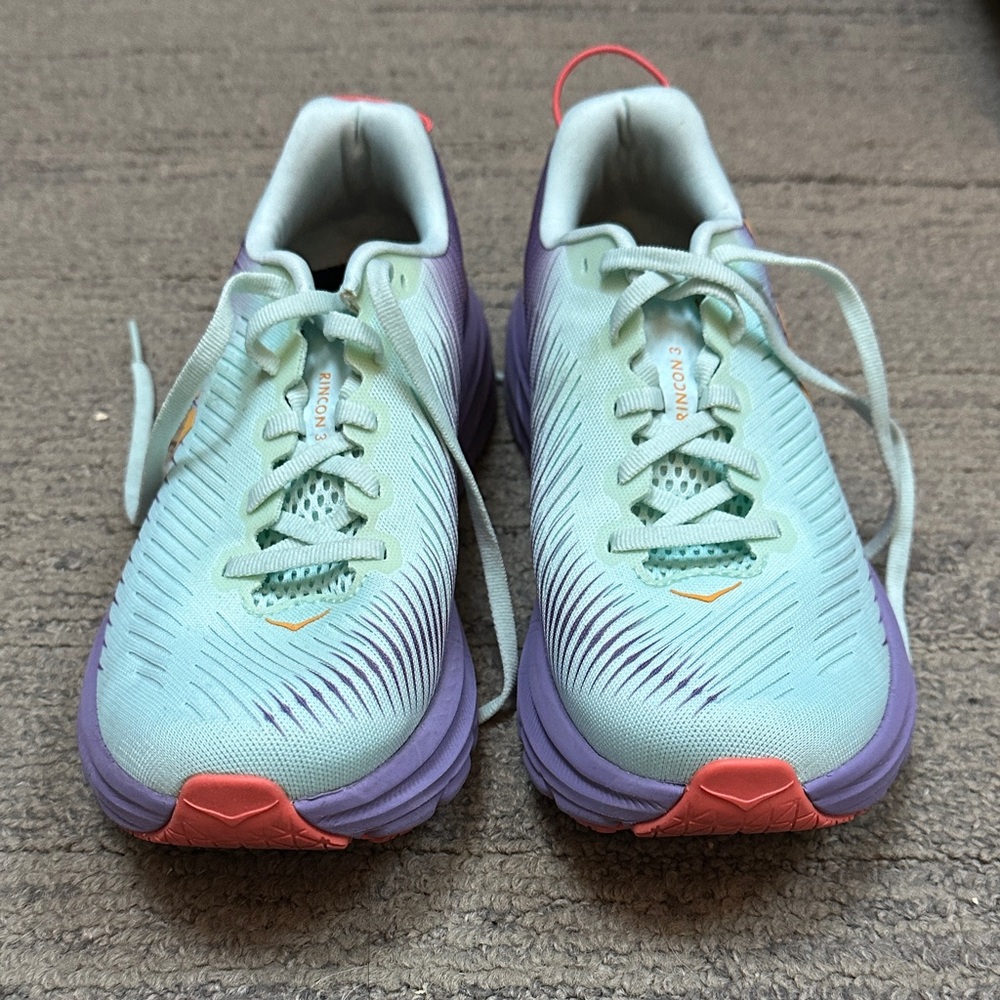 Hoka Rincon 3 Mint and Purple Running Shoes - Picture 2 of 6